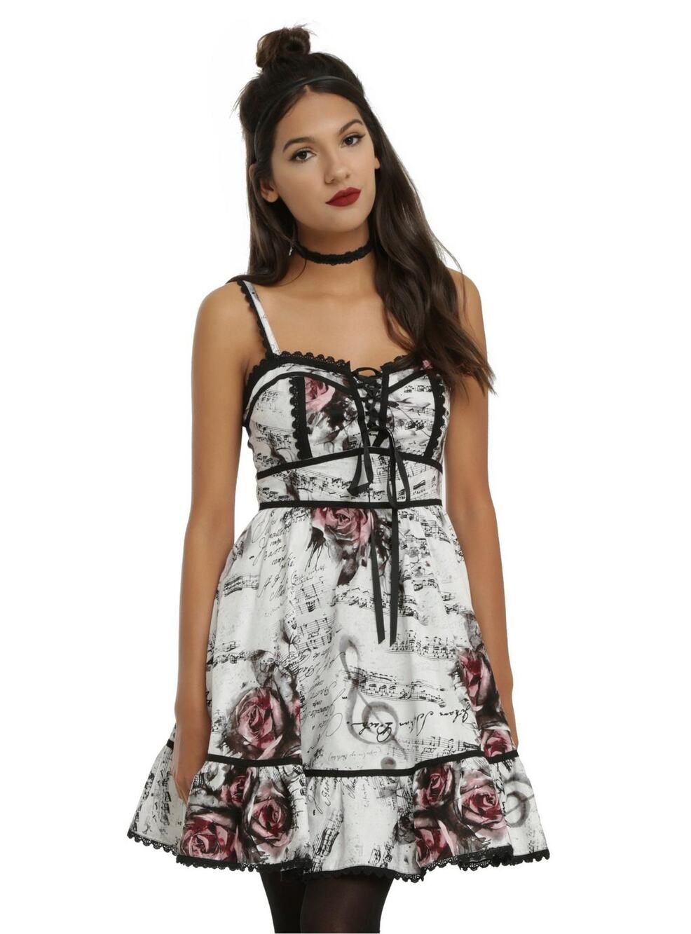 Hot Topic Goth Lolita Floral Music Dress